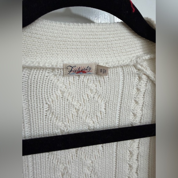 Faherty Cropped Cream Cable-Knit Cuddle Cardigan Sweater Size S - Picture 4 of 7